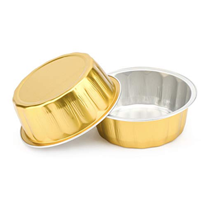 Contenants en aluminium ronds dorés à paroi lisse, robustes et recyclables, bols à emporter en aluminium avec couvercle en aluminium - Product Image 3