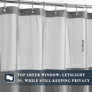 Cortina de Baño de Tela Tejido Waffle Resistente al Agua y Antiarrugas - Product Image 4