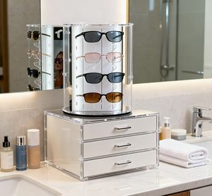 Kustom ramah lingkungan akrilik polesan daur ulang klasik persegi panjang tepi miring kacamata Desktop/kacamata hitam layar berdiri - Product Image 3