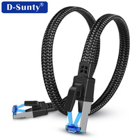 Kabel Tembaga Murni Cat8 Berkualitas Tinggi Tersedia Kabel Ethernet Cat8 15ft Kabel Jaringan Terjalin STP 26AWG Rj45 8p8c Kabel Patch Datar