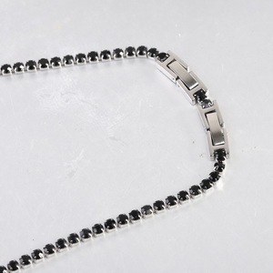 <b>Black</b> Zircon Set Adjustable <b>Choker</b> Necklace Pave Setting Geometric Design For Daily Party Wear - Product Image 4