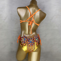 Nouveauté Sexy Samba Carnival pour femmes Soutien-gorge à armatures et ceinture en pierres Costume de samba Fête Rave Tenue de danse