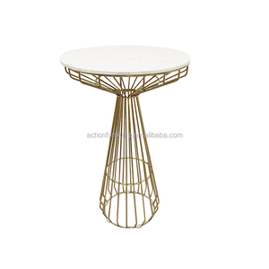 Multicolor Stainless Steel Gold Metal With <strong>Round</strong> Marble High <strong>Table</strong> <strong>Bar</strong> <strong>Stool</strong> for Event Wedding Outdoor Party - Product Image 2