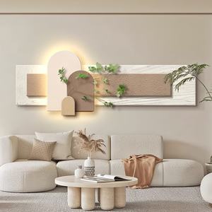 Plante verte simulée grès maison Art décor <span class=keywords><strong>peinture</strong></span> salon canapé fond mur LED lueur murale - Product Image 2