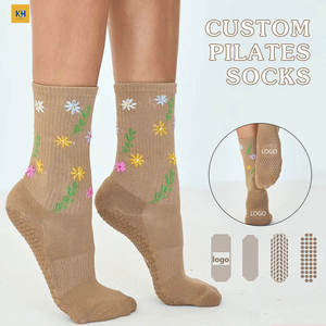 Customized Women's Comfortable Pilates <b>Socks</b> – Non-Slip Yoga <b>Socks</b> with Jacquard Embroidery Logo for Fitness Gym - Product Image 2