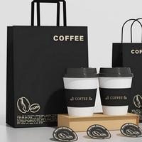 Sacs en papier kraft durables, classiques, personnalisés pour les cafés, ensemble d'emballage réutilisable, sacs en papier avec poignées en corde de coton, impression UV du logo
