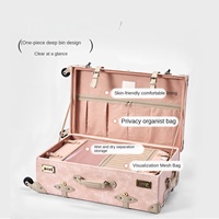Valise PC vintage de luxe légère et imperméable pour femme, roues multidirectionnelles, finition en faux velours, serrure à combinaison TSA