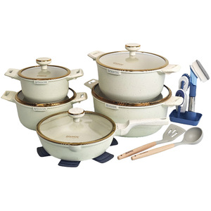 Juego de Ollas de Granito y Aluminio Superior Heat de 21 Piezas, Olla para Sopa de 20/24/28/32CM, Sartén Profunda de 28CM, Cepillo de Limpieza - Product Image 3