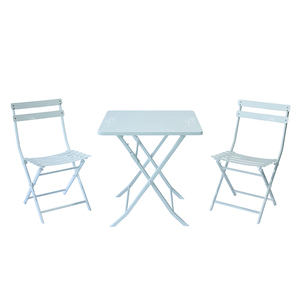 आउटडोर कॉफी सेट फोल्डेबल स्टील प्लेट टेबल और फोल्डेबल चेयर कैंपेटियो डिनिंग स्टील गार्डन चेयर तीन-पीस सेट सेट - Product Image 1