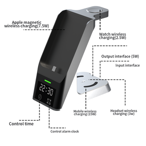 Venta al por mayor estación de carga rápida banco de energía teléfono móvil despertador soporte magnético base 6 en 1 cargador inalámbrico para Apple <span class=keywords><strong>Iphone</strong></span> - Product Image 2