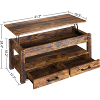 Table basse élévatrice de style scandinave avec 2 tiroirs en marbre MDF écologique pour meubles de salon et de salle à manger