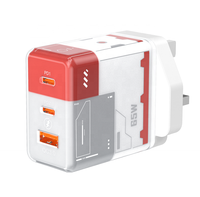 UK Plug 65W USB C Chargeur 3 Broches Téléphone Portable GaN Chargeur Type-C Adaptateur PPS Chargeur Rapide Pour Ordinateur Portable