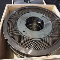 Granulateur à pellets de biomasse Winho Amandus Kahl 780 pour sciure de bois, à matrice plate, avec moteur à engrenages et roulement, moteur 110 kW, production 1000-1500 kg/h, en acier inoxydable