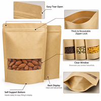 Sacs en papier kraft avec fenêtre, pochettes verticales refermables de qualité alimentaire pour café, snacks, thé – Impression personnalisée acceptée – En stock