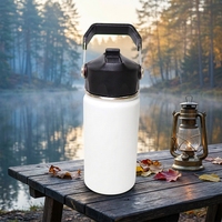 Bouteille d'eau isotherme portable en acier inoxydable pour enfants, 350 ml, anti-fuite, avec paille et poignée, design minimaliste, pour la rentrée scolaire, la randonnée et le camping