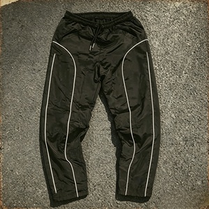 Men's <b>Black</b> Polyester Sport <b>Pants</b> Elastic Waist Quick Dry With Pockets Solid Color Woven Design - Product Image 1