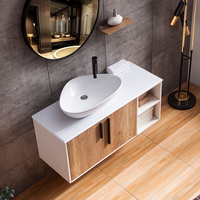 Armoires de salle de bain suspendues Meuble-lavabo mural en bois massif pvc mdf Offre Spéciale