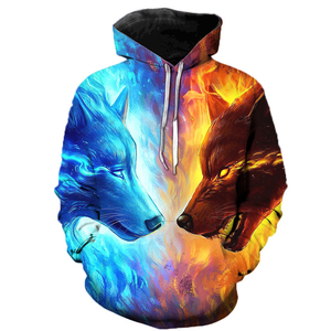 Felpe e Maglioni da Uomo Taglie Forti, <span class=keywords><strong>Felpa</strong></span> con Cappuccio Goffrata Personalizzabile, Felpe Invernali 3D con <span class=keywords><strong>Lupo</strong></span> per Uomo - Product Image 1