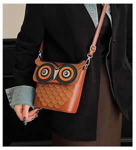 Cute Cartoon Owl Color-block PU Waterproof 3L+ Capacity Ladies Bucket <strong>Bag</strong> 26 New Arrival Exquisite <strong>Fun</strong> Shoulder Crossbody <strong>Bag</strong> - Product Image 4