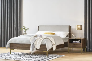 Muebles de Dormitorio de Lujo Personalizados, Cama Matrimonial o King Size, Juego de Cama Doble de Madera de Roble Salid - Product Image 5