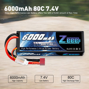 Zeee Casing Keras Baterai Lipo, 6000 MAh 80C 2S 7.4 V dengan Konektor Deans - Product Image 4
