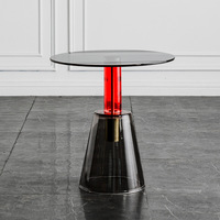 Table basse ronde en verre design personnalisée Table d'appoint en verre de luxe rouge vert pour bar d'hôtel canapé décoration meubles