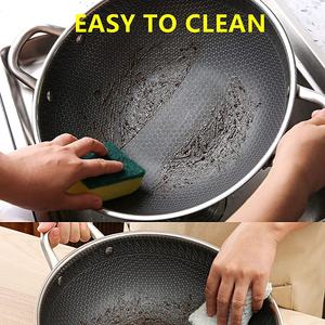 32cm 34cm Nid D'abeille Revêtement Antiadhésif Ustensiles De Cuisine Tri Plis En Acier Inoxydable Fry bar Wok Double Poignée Cuisson Soupe Pot - Product Image 3
