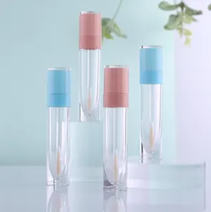 Fashion design contenitore per lucidalabbra con tubo per rossetto liquido a forma di cilindro superiore trasparente da 7ml