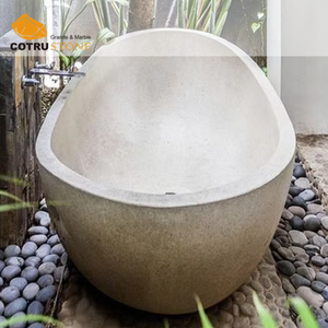 <span class=keywords><strong>Baignoire</strong></span> de forme ovale <span class=keywords><strong>en</strong></span> <span class=keywords><strong>marbre</strong></span> naturel de couleur beige, sensation rétro, design unique, <span class=keywords><strong>baignoire</strong></span> intérieure de qualité supérieure de haut de gamme - Product Image 3