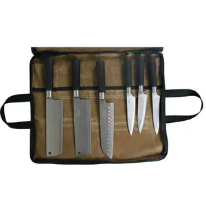 Heavy Duty Waxed Canvas Kochmesser tasche Custom Chef Werkzeug halter Tragbare Werkzeug aufbewahrung tasche