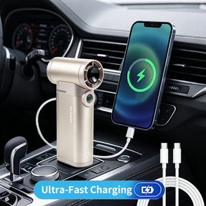 Portable <b>Handheld</b> <b>Fan</b> 6000mAh Max 10 Hrs 2 IN 1 100 Speed Turbo <b>Fan</b> Rechargeable 18W Power Bank with LED Metal Shell - Product Image 4