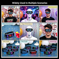 Lunettes LED RGB rechargeables à commande par application, en ABS/Silicone, avec texte personnalisé, lumière dynamique, durables, pour fêtes intérieures/extérieures