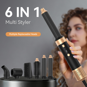 Set Professionale 6 in 1 per Acconciatura: <span class=keywords><strong>Spazzola</strong></span> ad Aria Calda, Asciugacapelli Portatile e Volumizzatore - Product Image 1