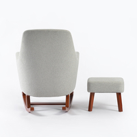 Fauteuil à bascule moderne en tissu TEFFUL avec structure en bois massif gris - Pour bébés et enfants, chambre d'hôtel et salon