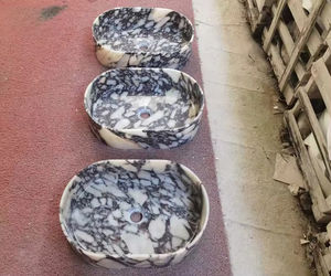 Prix de gros Lavabo en marbre Calacatta Viola Luxe Italie Calacatta Viola Plan de toilette en marbre pour salle de bain Lavabo - Product Image 2