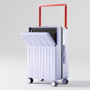 Valise à roulettes 2025 de style nouveau, ouverture frontale, serrure, poignée télescopique large, roues multidirectionnelles silencieuses, porte-gobelet pour bagage cabine - Product Image 1