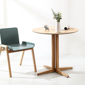 <b>Round</b> Wood <b>Dining</b> <b>Table</b> Natural Finish Stable Base Living Room Coffee Shop Conference Use - Product Image 1