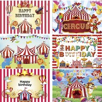 Toile de fond moderne en panneau KT pour table de desserts, motif clown de cirque, pour la première fête d'anniversaire de bébé