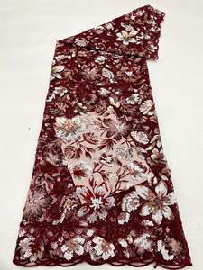 Planta flor patrón Multicolor lentejuelas bordado vestido de <span class=keywords><strong>mujer</strong></span> Cheongsam <span class=keywords><strong>chaleco</strong></span> moda tela lentejuelas Material - Product Image 5