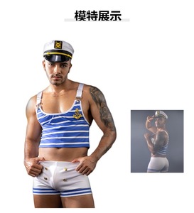 Marinaio blu Sexy <span class=keywords><strong>Costume</strong></span> Cosplay Plus Size Nightclub Bar Lingerie bianco e blu 9109 per le prestazioni del Club - Product Image 6