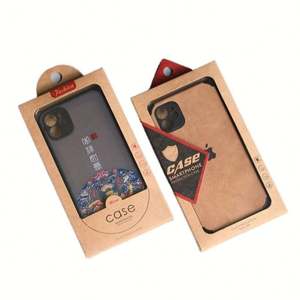 กล่องบรรจุภัณฑ์เคสโทรศัพท์แบบย่อยสลายได้ ผลิตจากกระดาษคราฟท์ หนา 2 มม. พร้อมหน้าต่าง PVC ป้องกันรังสียูวี มีรูแขวน สำหรับอุปกรณ์เสริมมือถือ บรรจุภัณฑ์สำหรับขายปลีก - Product Image 3