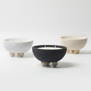 Porte-bougie parfumé en ciment minimaliste nordique, 14,8 cm, diffuseur rond en cire de soja, décoration d'intérieur - Product Image 3