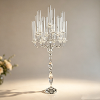 Candélabre en cristal transparent à 13 bras, grand modèle, de haute qualité, style européen de luxe, pour centre de table de mariage et banquet, servant également de porte-bougies, lanternes et pots décoratifs.