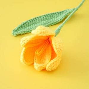 Knitted Crochet Handmade Artificial <b>Flower</b> Knit Tulip <b>Flowers</b> Floral Arrangements for Home Office Wedding Deco - Product Image 5