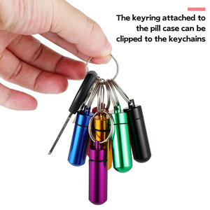 Nouveaux produits : Boîte à pilules en aluminium avec porte-clés, logo personnalisé, mini flacons à médicaments portables et étanches, porte-clés métalliques pour le voyage - Product Image 6