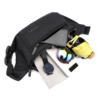 Sac banane imperméable en polyester pour homme avec fermeture éclair, pochette de ceinture rayée pour activités de plein air, course à pied et usage quotidien