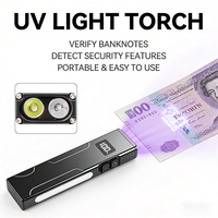 Linterna Portátil Recargable RGB con Clip Magnético, 1000 Lúmenes, con LED Blanco y UV, Linterna de Largo Alcance, Linterna EDC