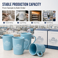 Coffret Cadeau Tasse Souvenir Athènes Personnalisée en Porcelaine Fine, Motif Ligne Art Bleu Égéen, Design Temple d'Athéna et d'Érechtheion, Anti-fuite