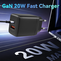 Chargeur mural USB-C double port 20W à charge rapide PD QC 3.0 PPS, adaptateur de voyage CE FCC ROHS, ignifuge pour PC portable/écouteurs