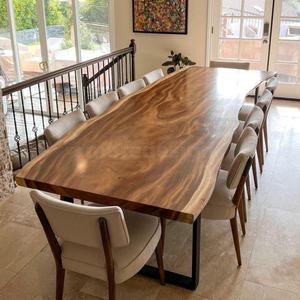 MORE DESIGN <span class=keywords><strong>Tavolo</strong></span> da Pranzo in Legno di Noce Sudamericano Naturale Puro, Arredamento per Villa e Casa, Piano in Legno <span class=keywords><strong>Grezzo</strong></span> per Sala Conferenze - Product Image 4